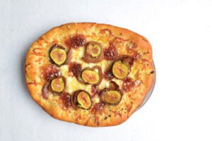 Feta and Bacon-wrapped Fig Pizza with Pistachio