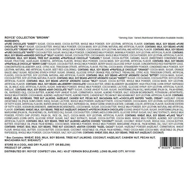ROYCE' Chocolate - ROYCE' Collection "Brown" - ROYCE' Collection "Brown" with Prafeuille Chocolat "Orange"  - Nutrition Facts and Ingredients.